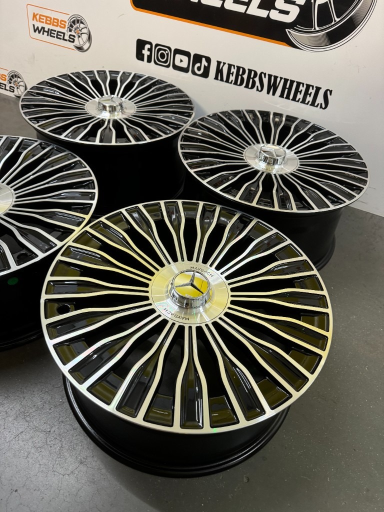 20" 2025 MERCEDES MAYBACH STYLE ALLOY WHEELS BLACK MACHINED C CLASS E CLASS S CLASS