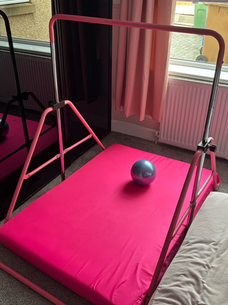 image for Kids Gymnastics Bars with Mat and rhythmic ball