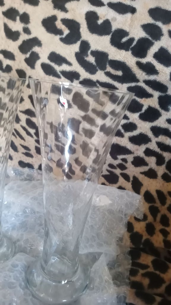 M/S glass vases new never used high 17 inches wide 7 inch across £45