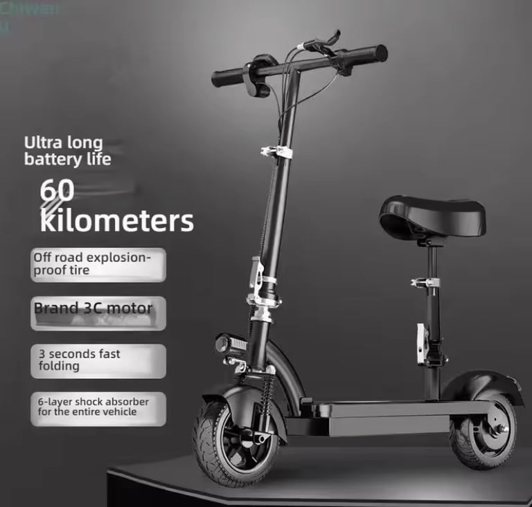image for Black e-scooter with a detachable Seat