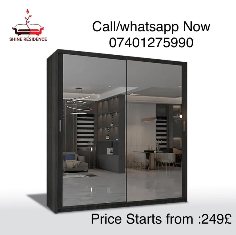 GUARANTEED PRICE- BRAND NEW 2 3 DOOR GERMAN SLIDING TWO THREE DOOR WARDROBE IN 4 COLORS *