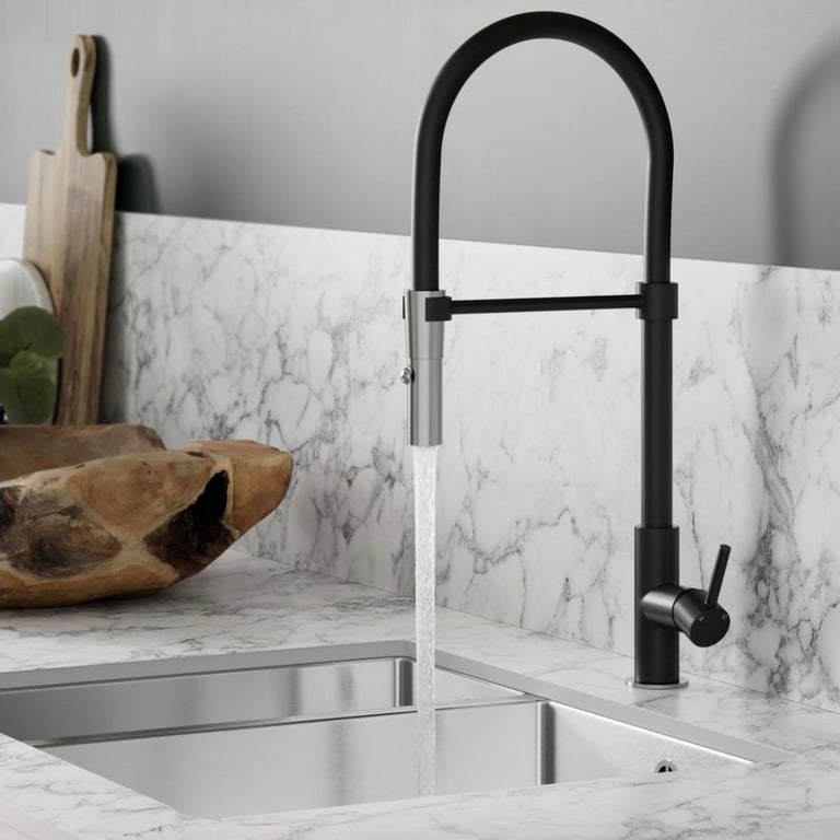 Brand new Lamona TAP8320 Calcinara Matt Black and Chrome Swivel Mixer Tap