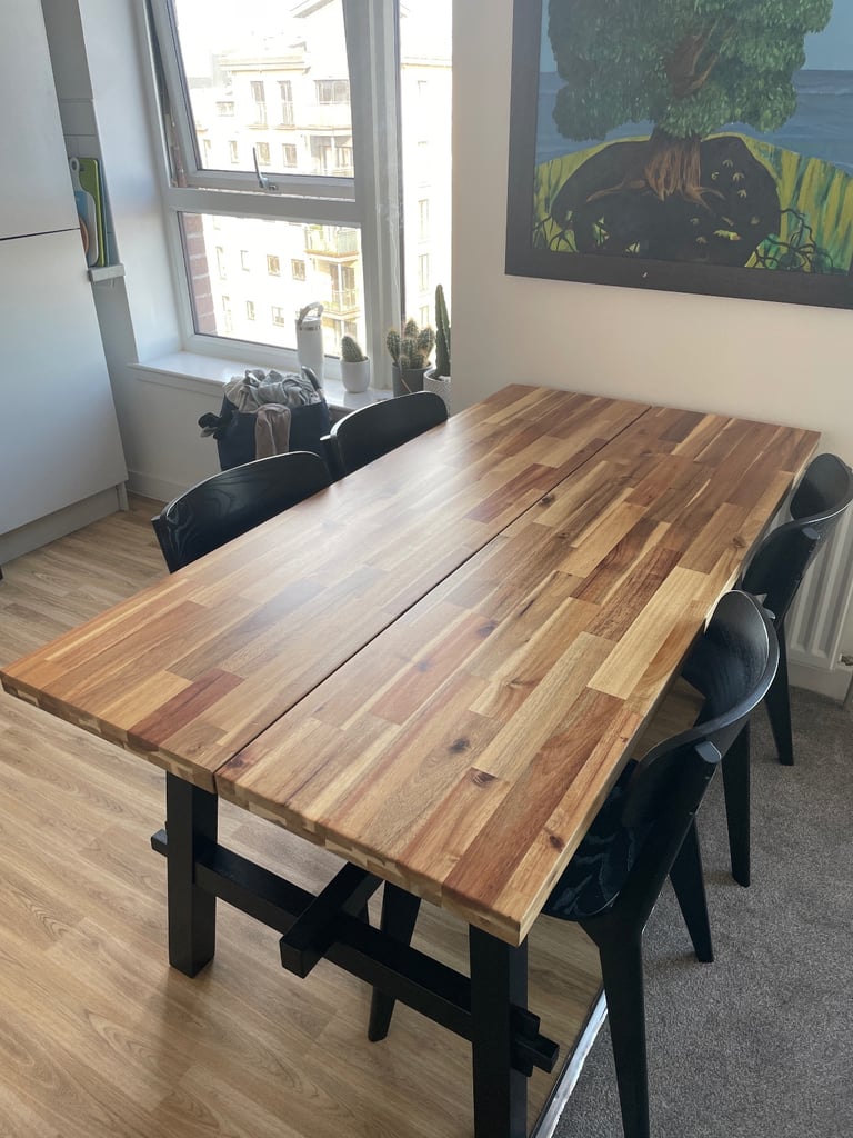 image for SKOGSTA Dining Table, acacia/black