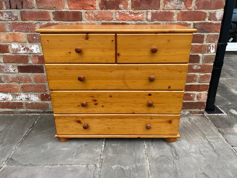Solid Pine Chest of Drawers - Good Condition 