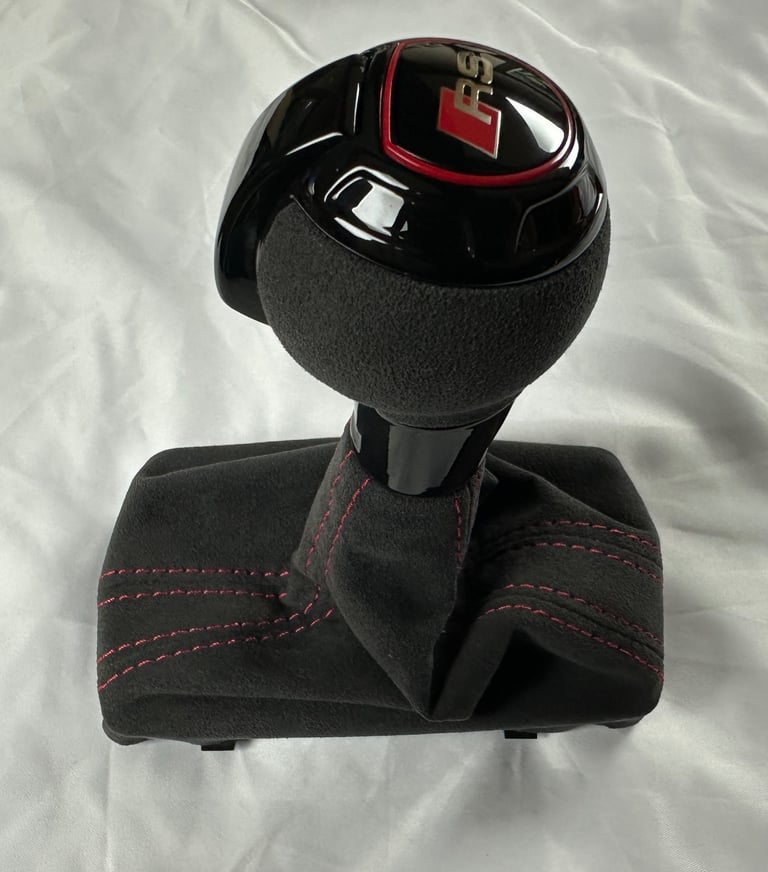 New Audi RS3 8P DSG Gear-knob Charcoal Grey Alcantara Red Stitch Black Edition
