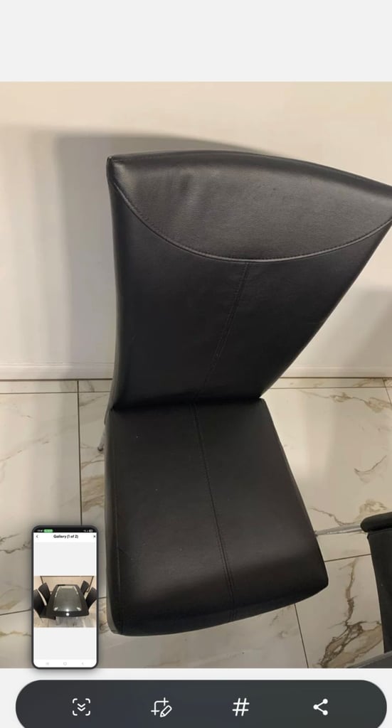 Black glass table & chairs