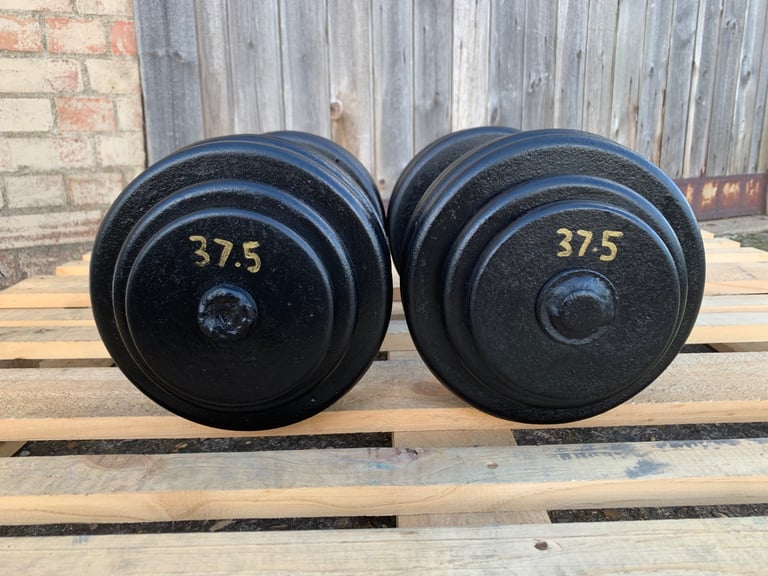 2 x 37.5kg Cast Iron Dumbbells