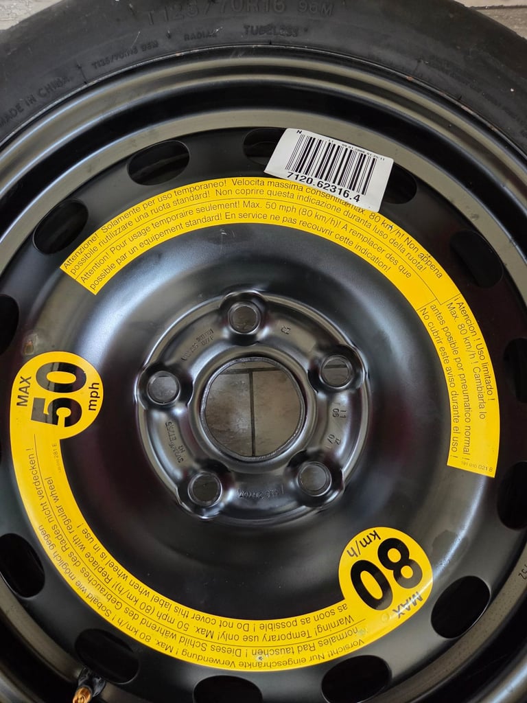 Audi A3 16" SPACE SAVER SPARE WHEEL,JACK&SPANNER 