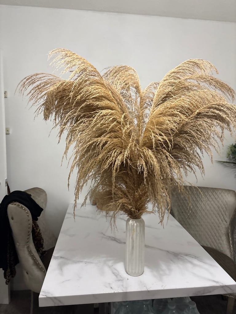Artificial pampas grass and vase