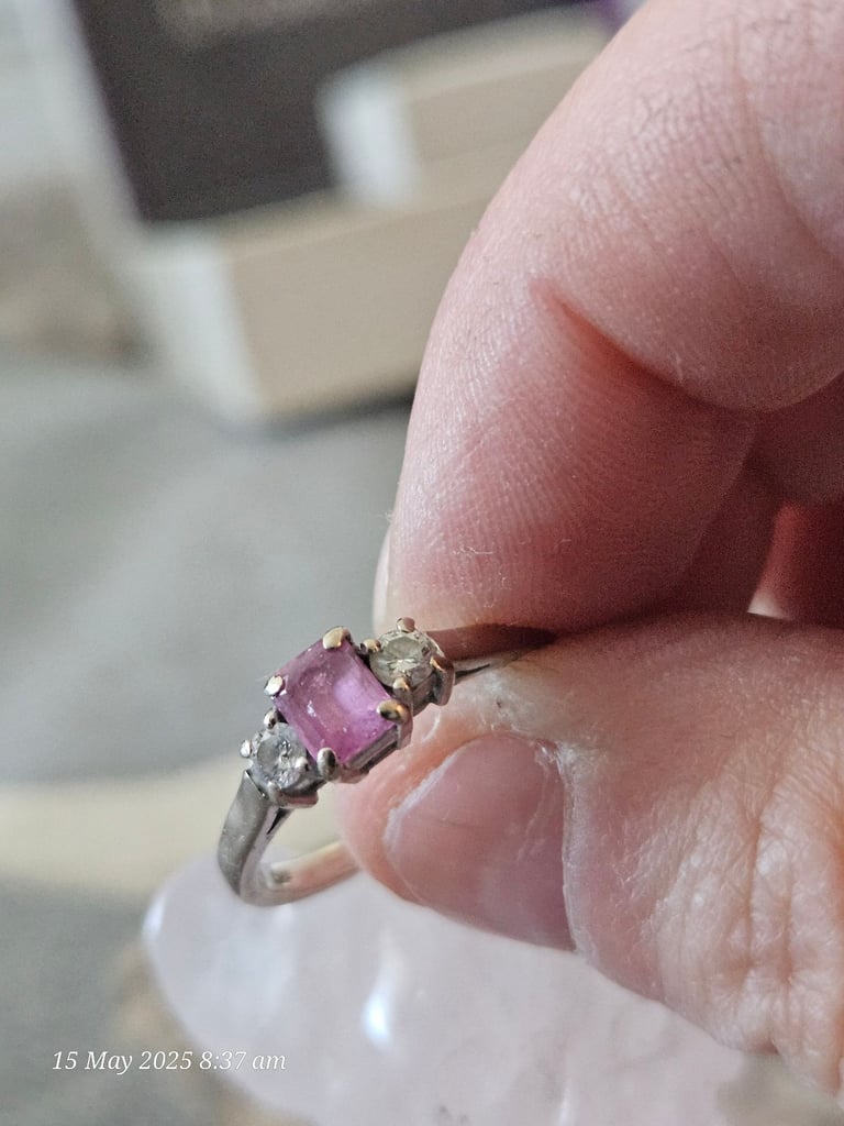 Beaverbrooks pink sapphire and diamond ring 
