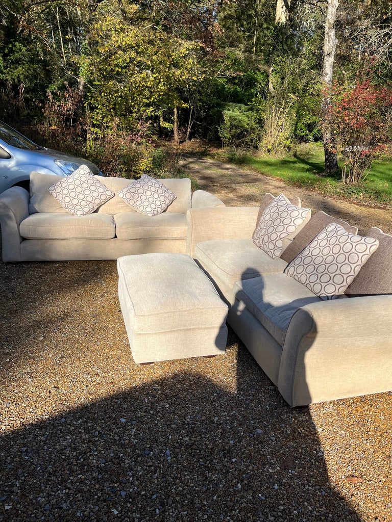 image for 2x Sofas with foot stool - Delivery available 