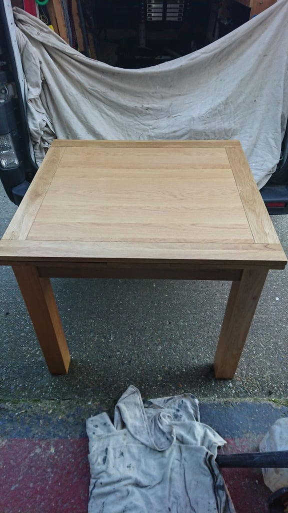 Oak extendable dining table and 4 chairs
