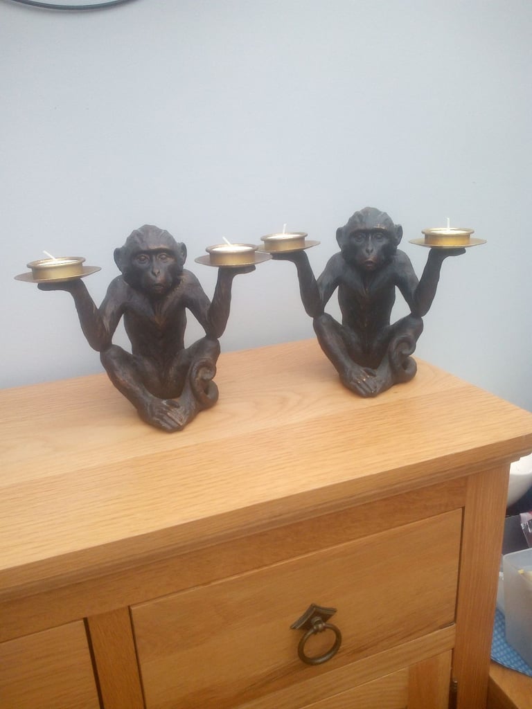 image for Monkey tea light holders x 2