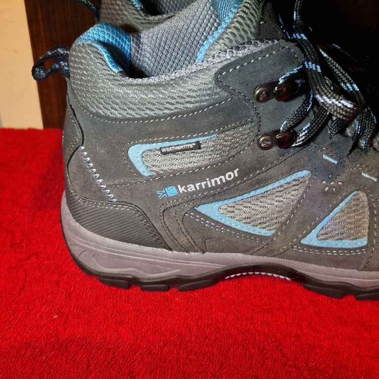 Karrimor Mount Mid Ladies Walking Boots – Grey/Blue – Waterproof Weathertite – UK 7 / EUR 42