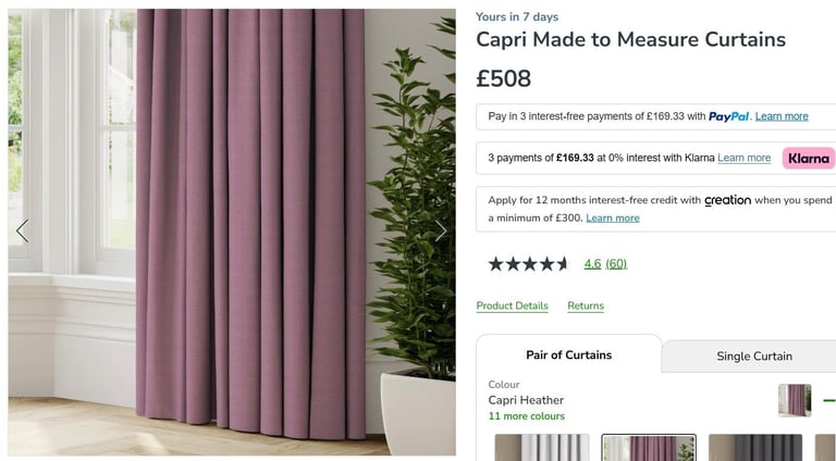 image for BRAND NEW - Made to Measure Curtains - £250