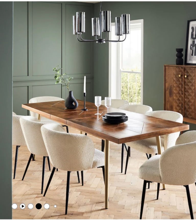 Extendable Mango wood dining table sits 6 to 10 people  