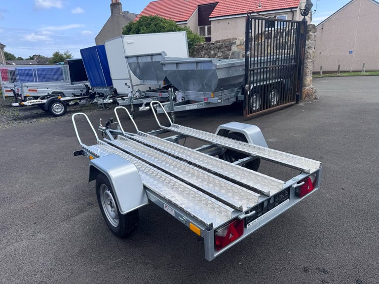 Brand New 2m x 1,25m Single Axle Motorbike Trailer 750KG Un Braked