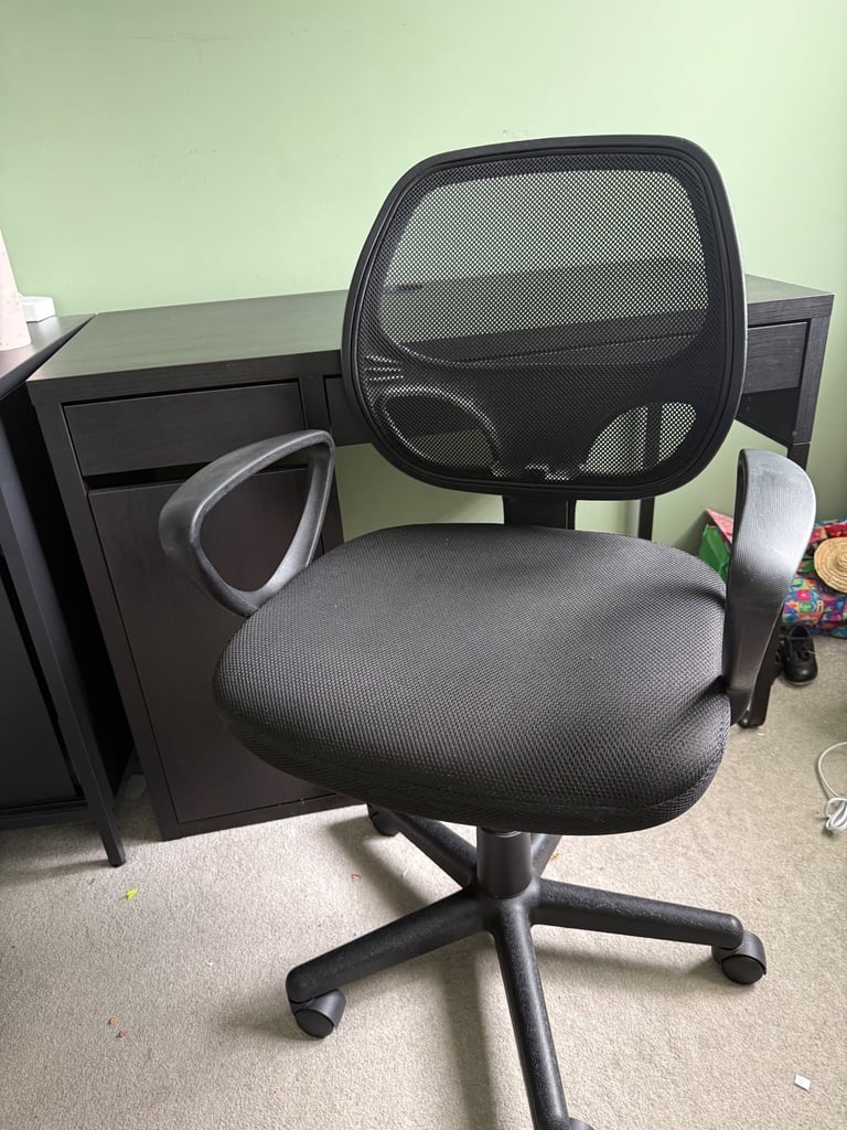 Black Desk, chair and cabinet office set 