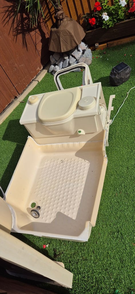 Whole complete toilet unit for camper conversion.
