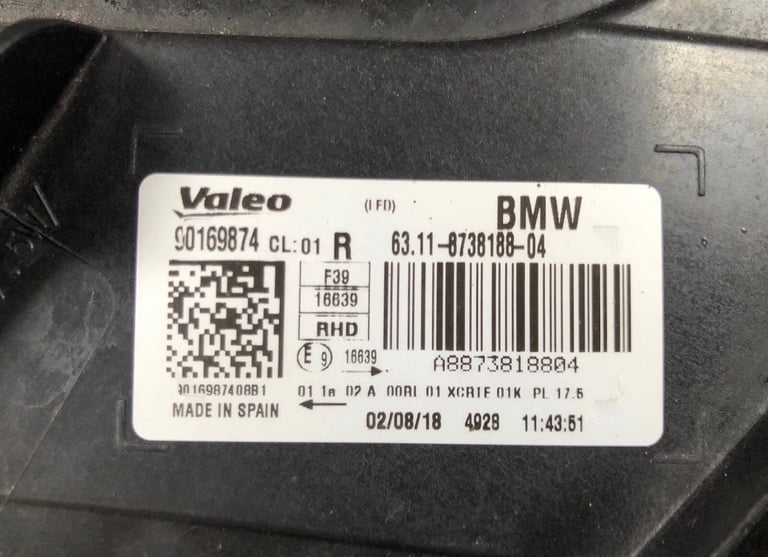 BMW X2 2019-2024 F39 DRIVER SIDE COMPLETE LIGHT 90169874