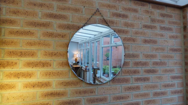 Antique Vintage Art Deco Period 30's Round Bevelled Mirror