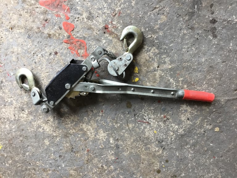 image for 2 hook steel cable puller  hand winch