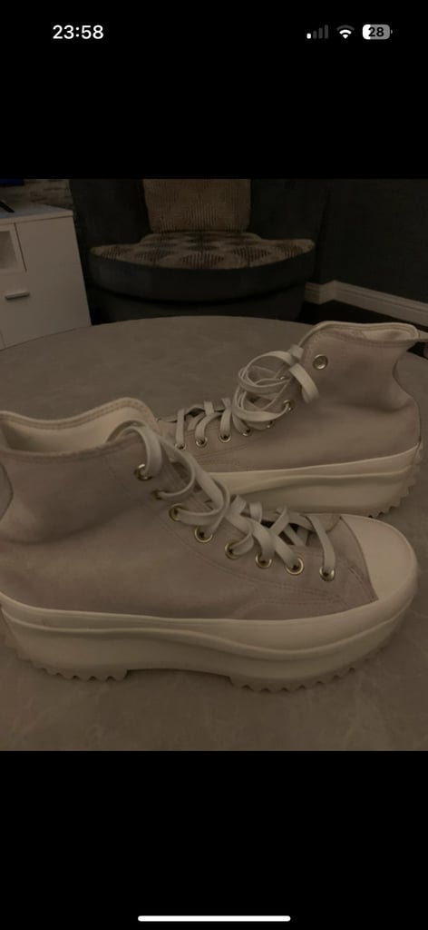image for cream high top converse 