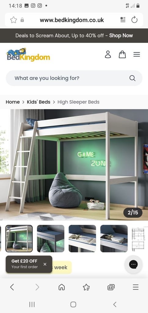 Noomi tera solid wood small double high sleeper