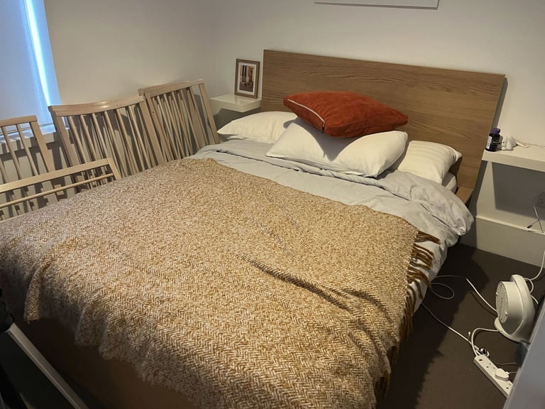 MALM Ikea Double Bed & HAMARVIK Mattress