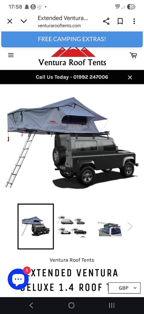 Extended Ventura Deluxe 1.4 Roof Tent