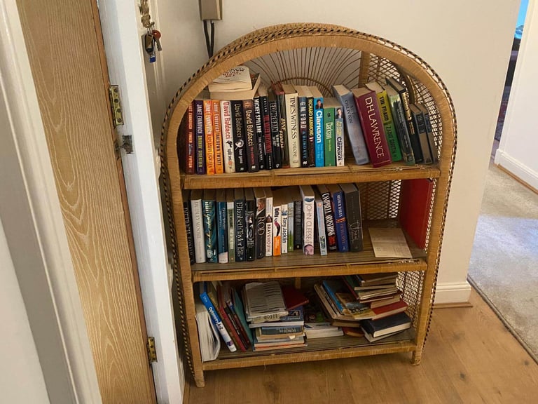 Cane framed matching bookshelves (2)