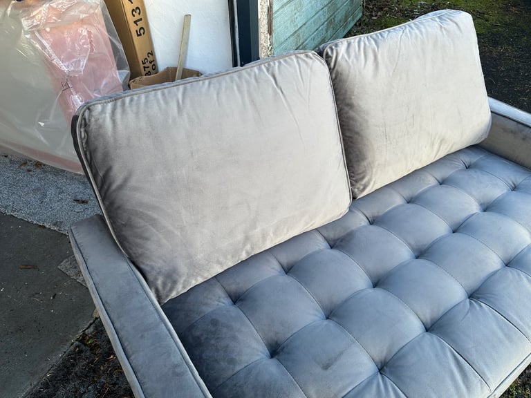 2 seater grey plush sofa 