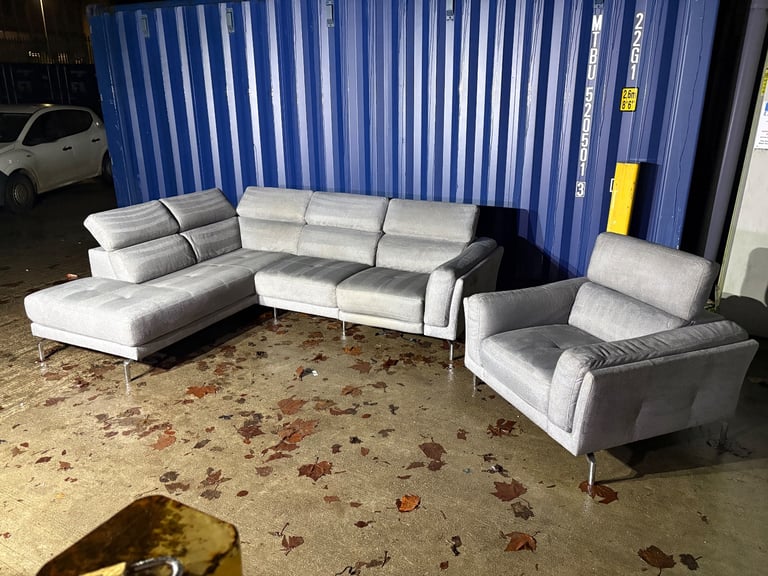 image for Large Grey Recliner Corner Sofa + Chair Originally £4495 🛋️ DELIVERY AVAILABLE