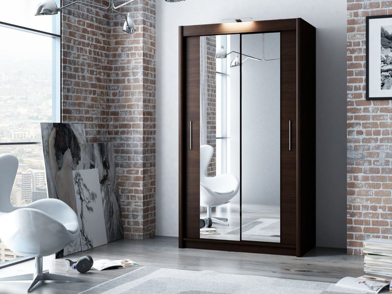 image for Bedroom Furniture Sliding Door Mirror Wardrobe 120 Cm Width !! order Now 