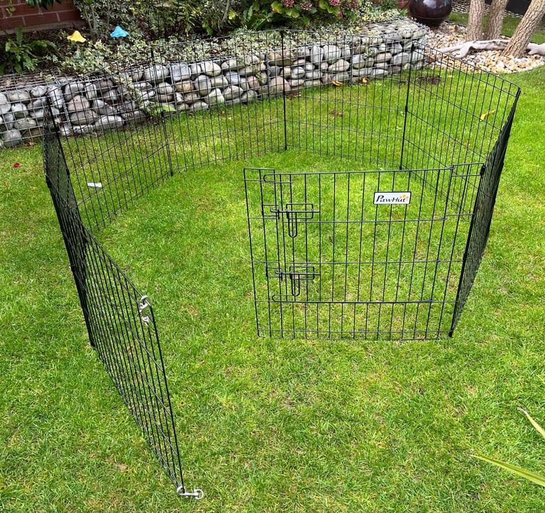 PawHut 24'' Pet Dog Playpen - Eight-Panel Metal Fence