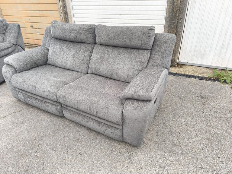 Adriana 2 Seat Manual Fabric Recliner Sofa Couch - Grey Blue