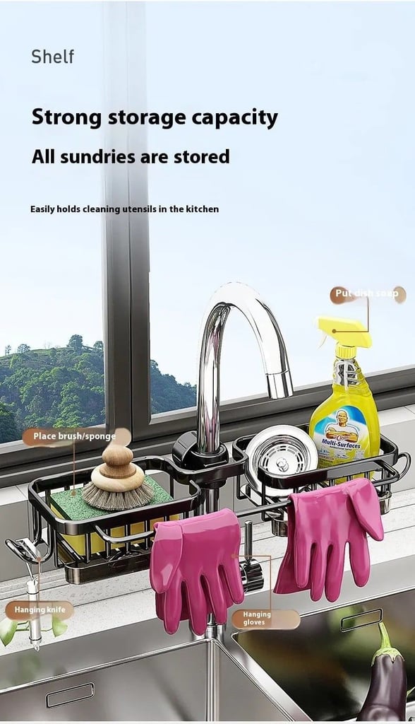 image for 2-in-1 Sink Rack & Drain Basket 