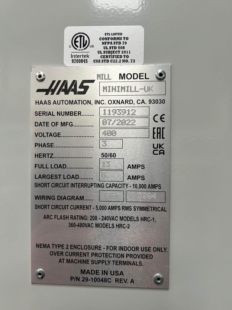 HAAS MINI MILL VERTICAL MACHINING CENTRE YEAR 2022