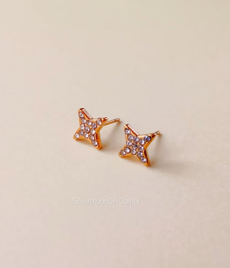  14K Gold Plated Stud Earrings Set Minimalist Dainty Earrings for Women, Girls & Mums