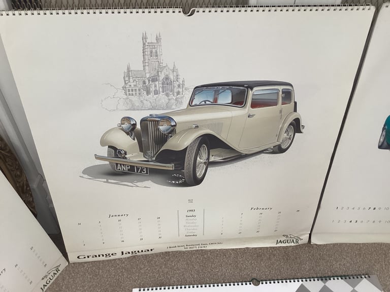 Choice of 6 Vintage Jaguar/Daimler Calendars,1992,1993,1995,1996,1997,1998.