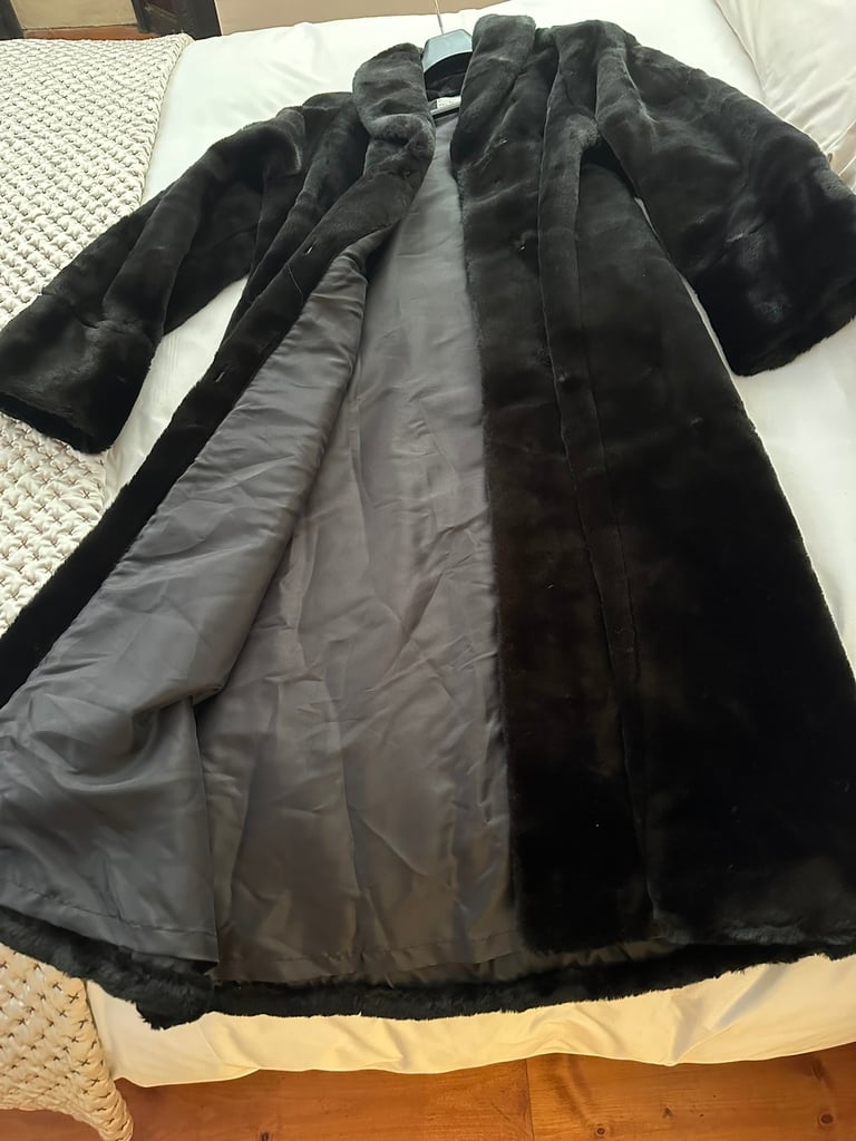 Full length faux fur black coat | in New Town, Edinburgh | Gumtree