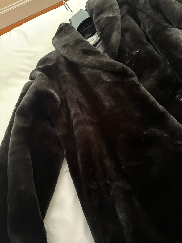 Full length faux fur black coat | in New Town, Edinburgh | Gumtree