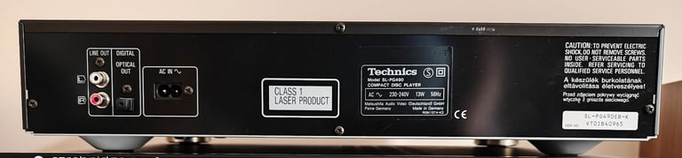 Technics SL-PG490 CD Compact Disc Player Original Box & Power Cable