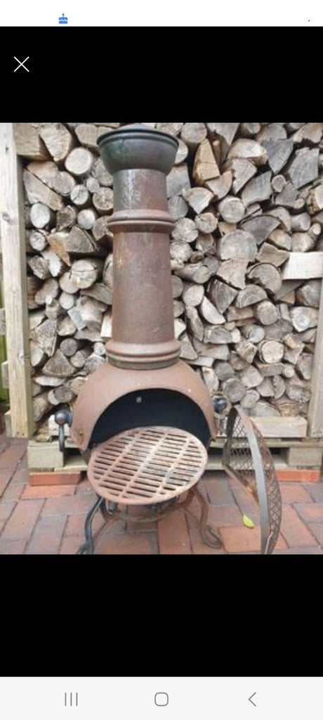 GARDECO XL Toledo Black Cast Iron Chiminea Fireplace with BBQ grill