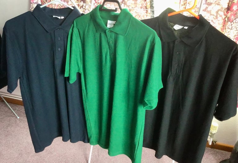 3 NEW mens cotton Polo Shirts. Medium size. THIRD of SHOP PRICE only £3 each !!!