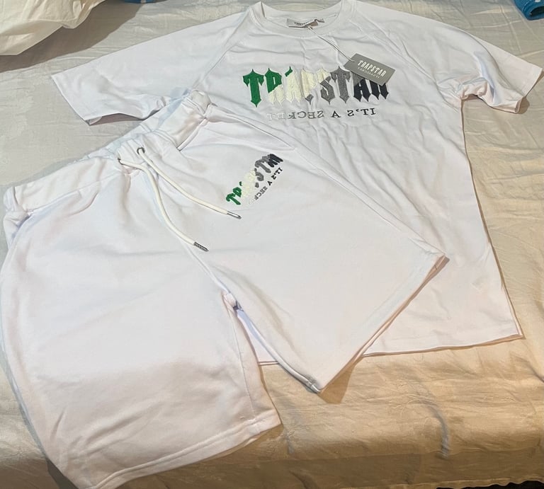 image for Trapstar chenille decoded short set - white / green