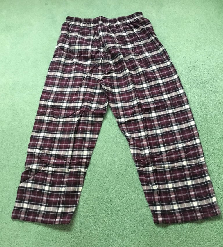 Marks & Spencer Brushed Cotton Burgundy Men’s Pyjama Bottoms Size L