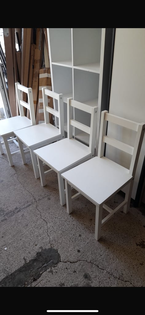 image for X4 white wooden  chairs £30