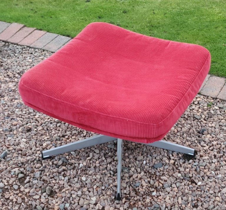 Vintage 80s ikea mila footstool in red cord. 