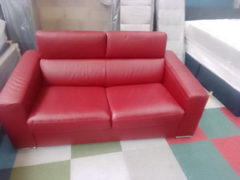 Ex display Italian cabiria leather 2 seater sofa bed only £499